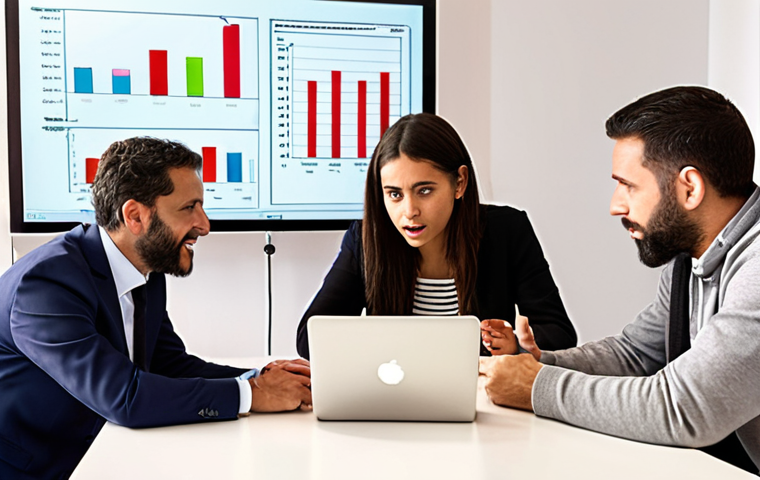 **

A diverse group of people, various ages and backgrounds, gathered around a table looking at charts and graphs on a laptop screen. The setting is a bright, modern co-working space in Madrid. Focus on expressions of understanding and collaboration. Some are pointing at the screen with interest. The overall feel is positive and empowering, representing learning about investment and financial planning. In the background, a whiteboard with the words "Metas Financieras" (Financial Goals) and "Interés Compuesto" (Compound Interest).

**